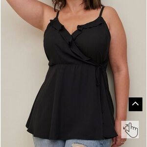 Torrid Georgette Ruffle Front Cami - black